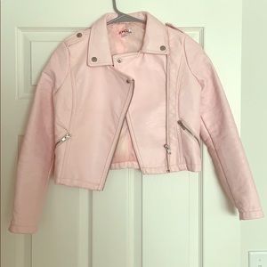 Heather pink leather jacket